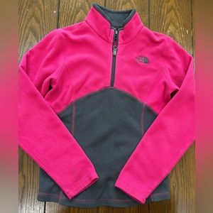 Girls north face, half zip pullover sweater, size 7/8